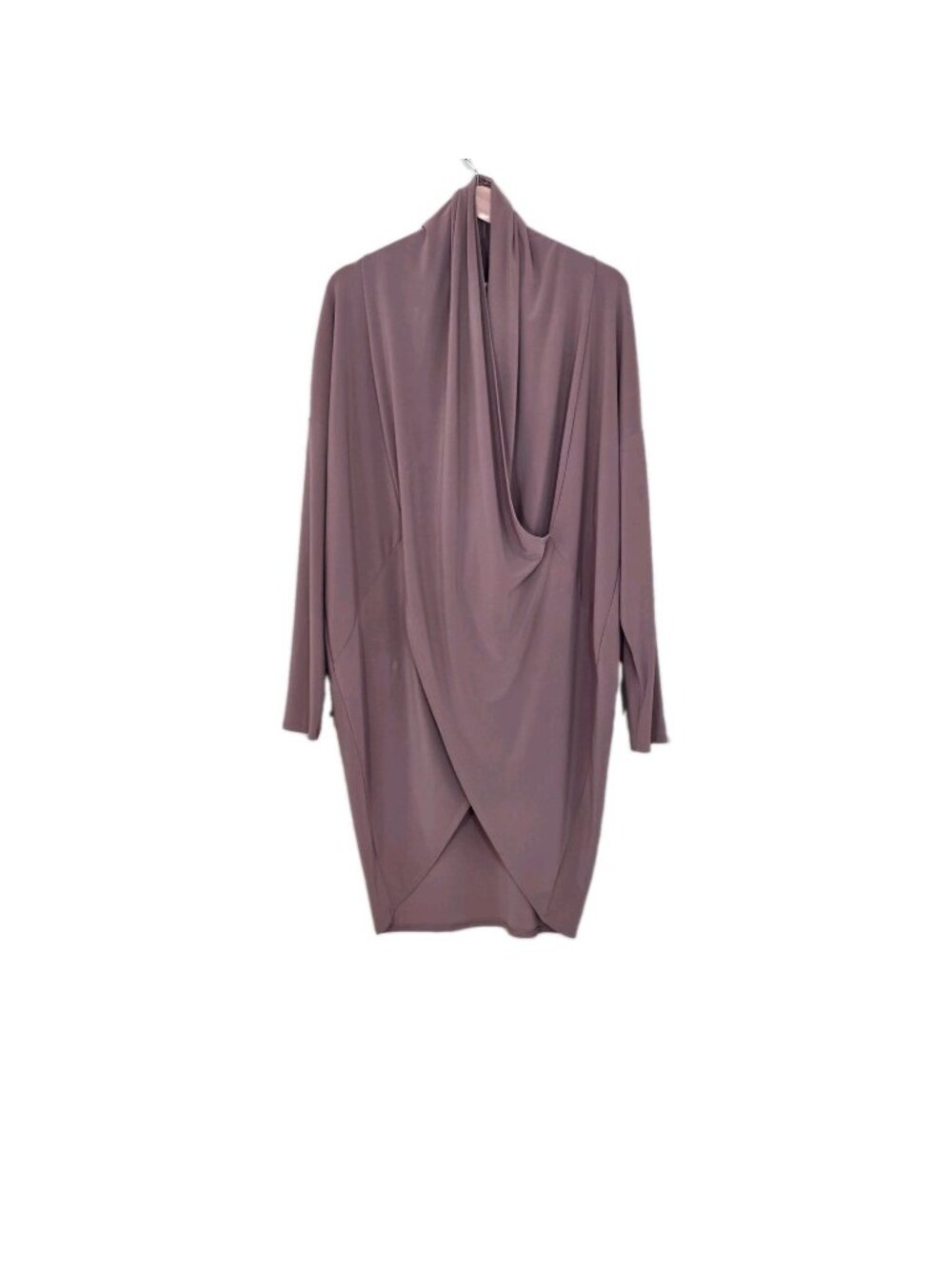 Joseph Ribkoff Dress 8 Taupe Brown Draped Wrap Front Long Sleeve Dolman Canada